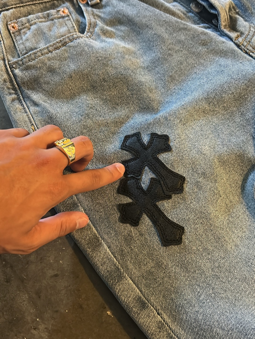 Gallery Debt X Chrome Hearts Flared Washed Jeans - Picture 3 of 7